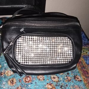 Black  Bag with Rhinestone Accents Steven Madden Waist Bag Brand New